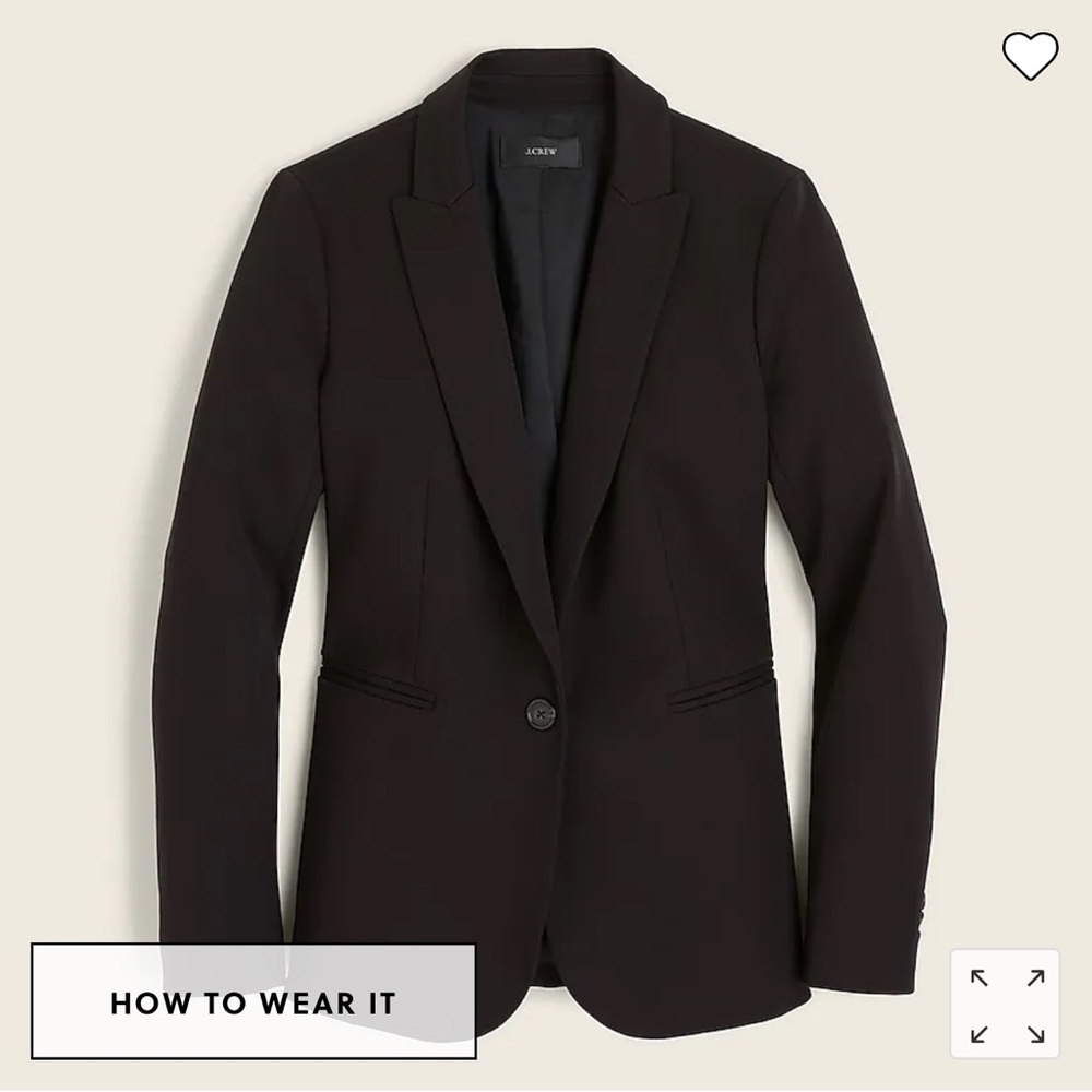 NWT J. Crew Bi-stretch Parke Black Blazer Size 4 Tall
